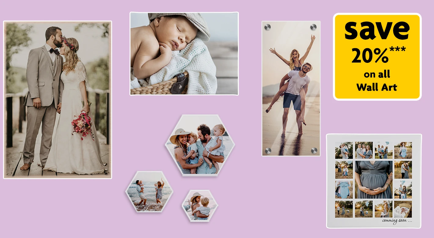 Wall art offer with photo canvas, acrylic, wood and metal prints – 20 percent off all wall décor at Morrisons Photo