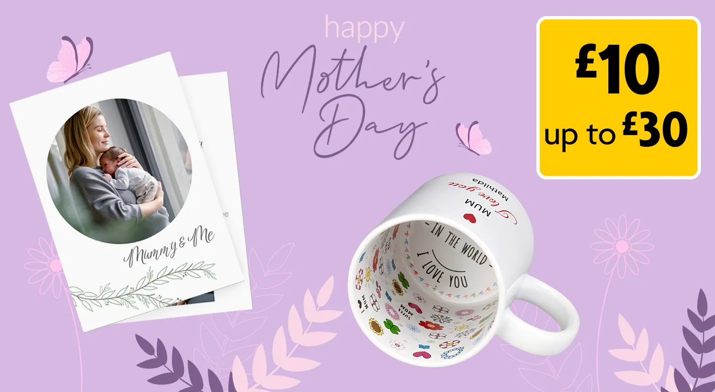 Personalised Mother’s Day gifts including photo cards and photo mugs from Morrisons Photo