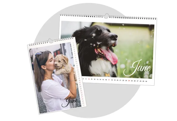 Personalised photo calendars with pet and family pictures