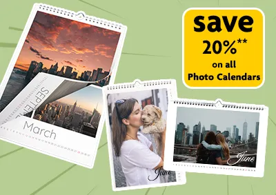 Morrisons Photo calendar promotion banner – 20 percent off all photo calendars with code GIFTCAL20