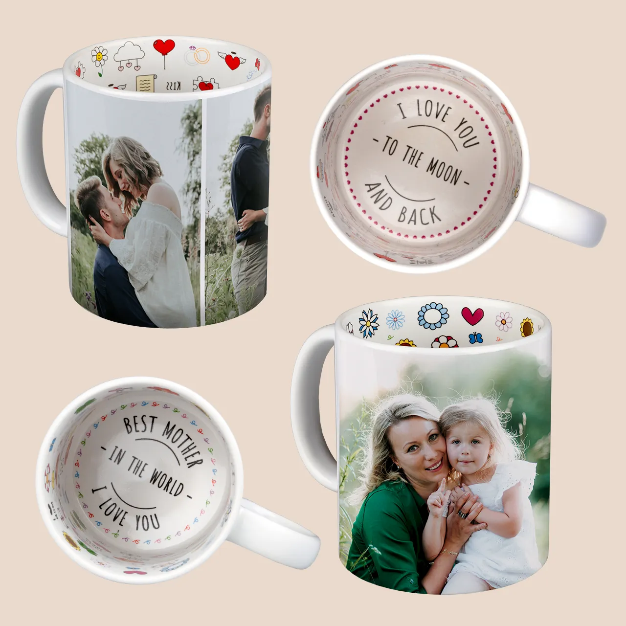 Mugs with inner designs for those moments that deserve more than just tea Design extra-special mugs for life’s little (and big) celebrations – perfect for birthdays, Christmas, Mother’s Day or simply to say “I love you”.