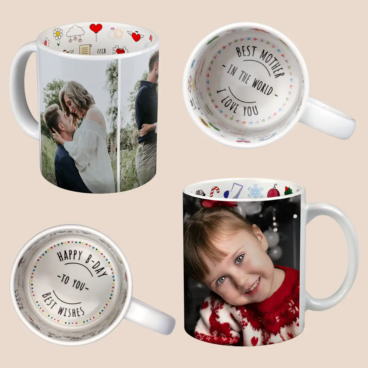 Mugs with inner designs for those moments that deserve more than just tea Design extra-special mugs for life’s little (and big) celebrations – perfect for birthdays, Christmas, Mother’s Day or simply to say “I love you”.
