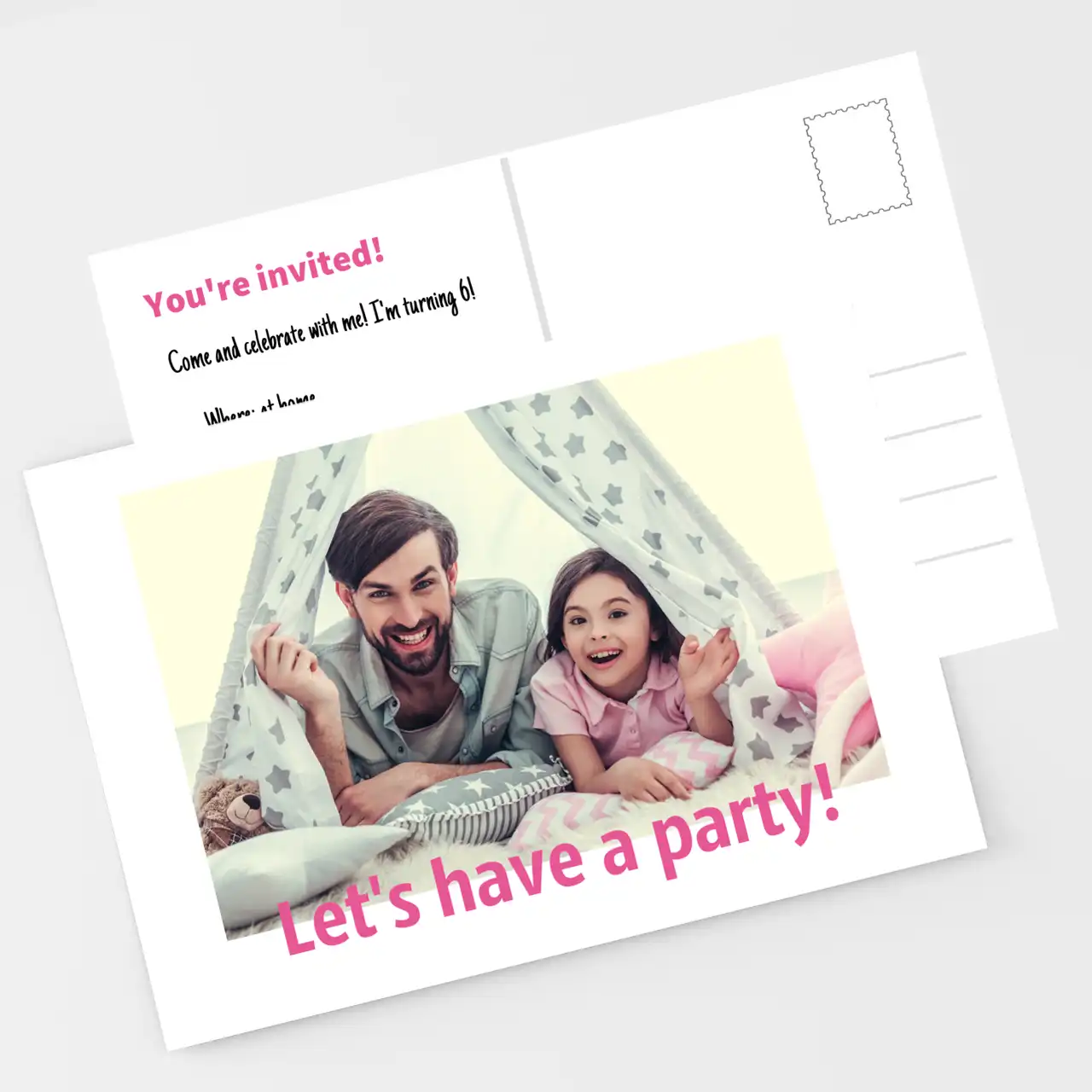 Custom postcard template – ready for your design Double-sided custom cards that you can personalise online with your own photos on the front and lovely messages on the back.