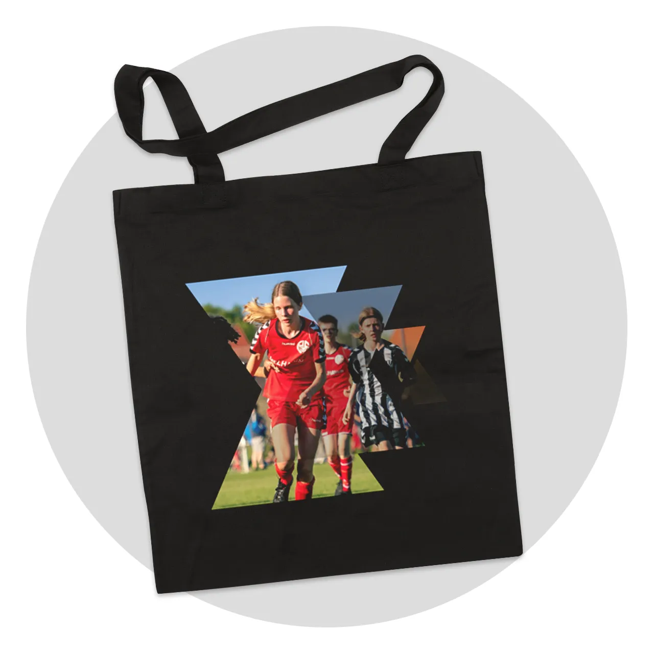 Custom tote bag, black, many designs Create a black custom tote bag with your favourite photo or design. The tote bag is made of 100% cotton and can be washed inside out at 40°C.