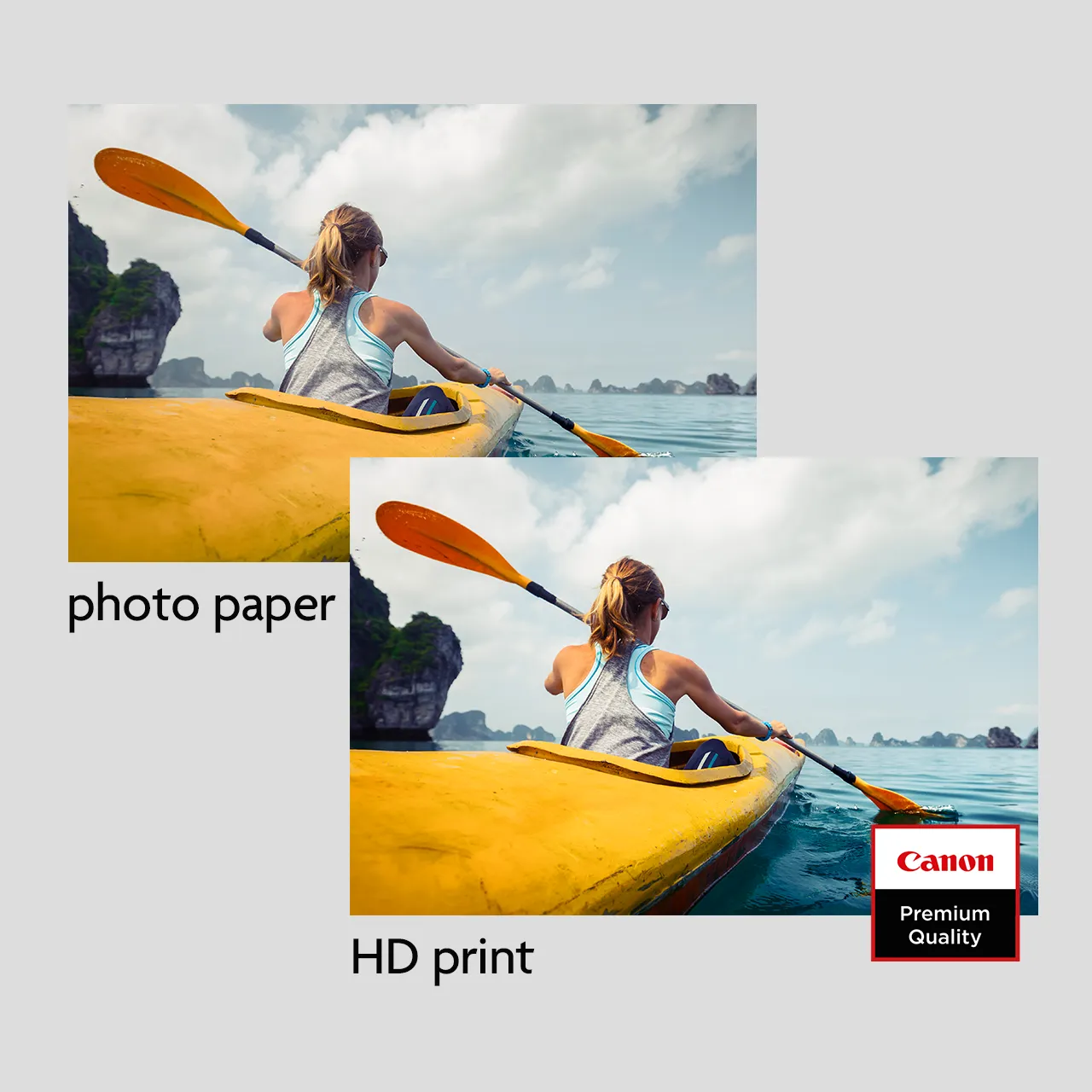 Compare HD and standard print photo paper A clear comparison between HD and standard shows the sharpness you get when you print photo paper in high quality.