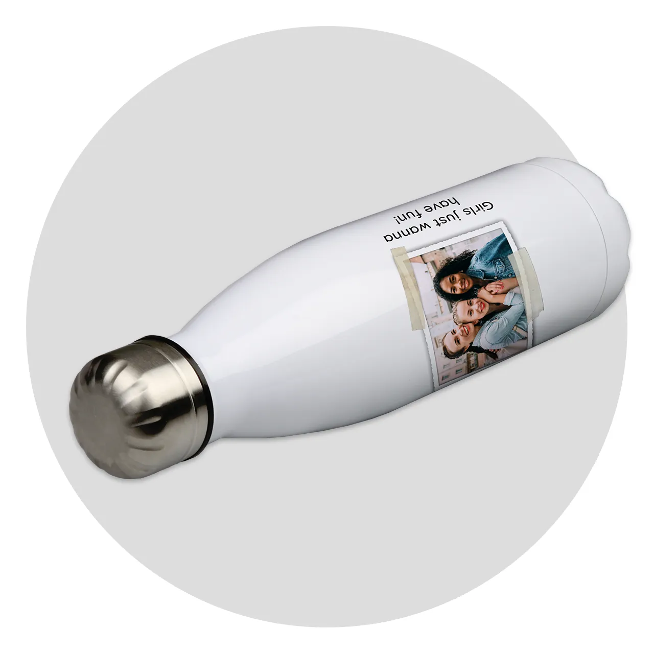 personalised thermal bottle, customisable with photo and text This personalised water bottle with image and text is perfect for gifting or everyday use, no matter the season.