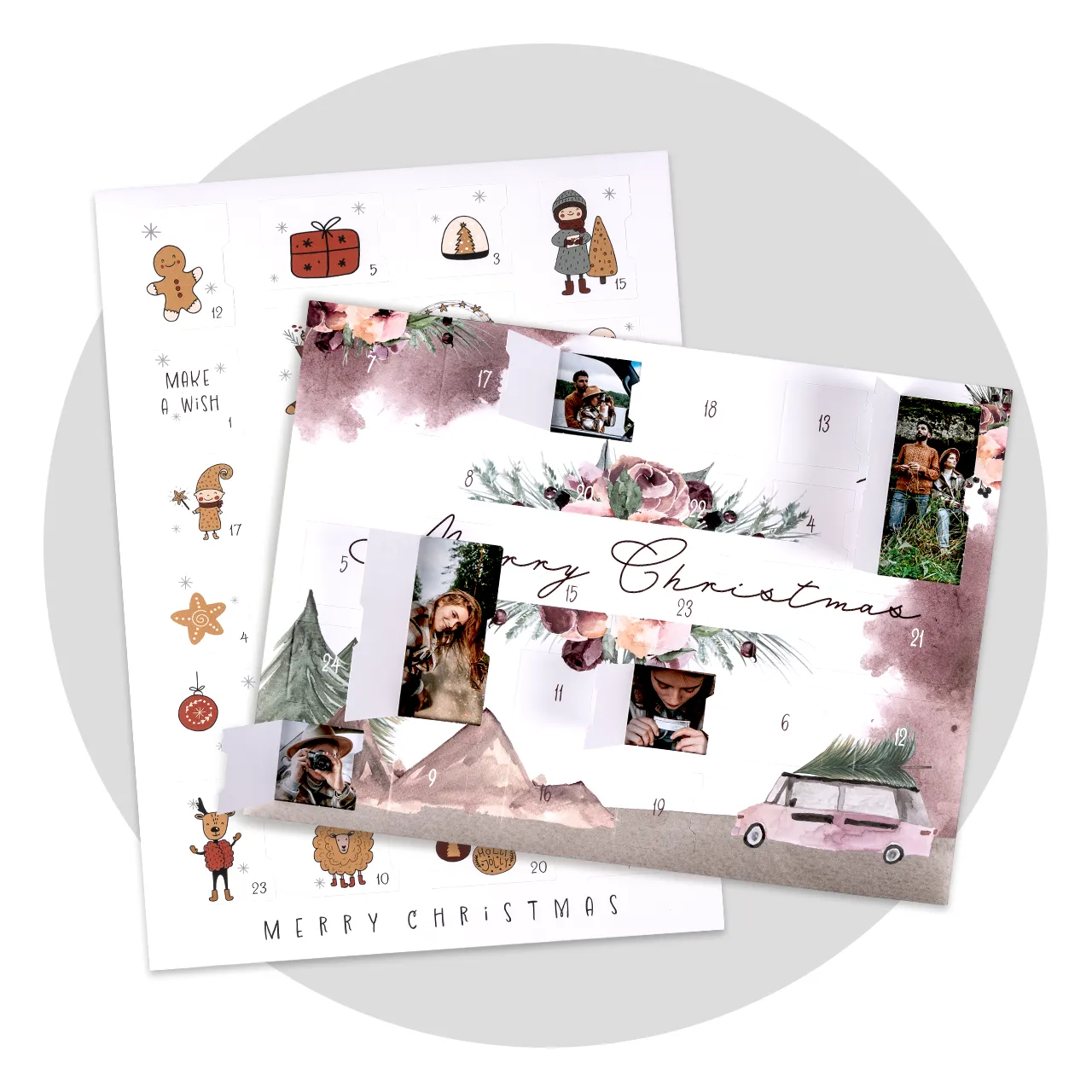 personalised photo advent calendar with open doors revealing pictures
