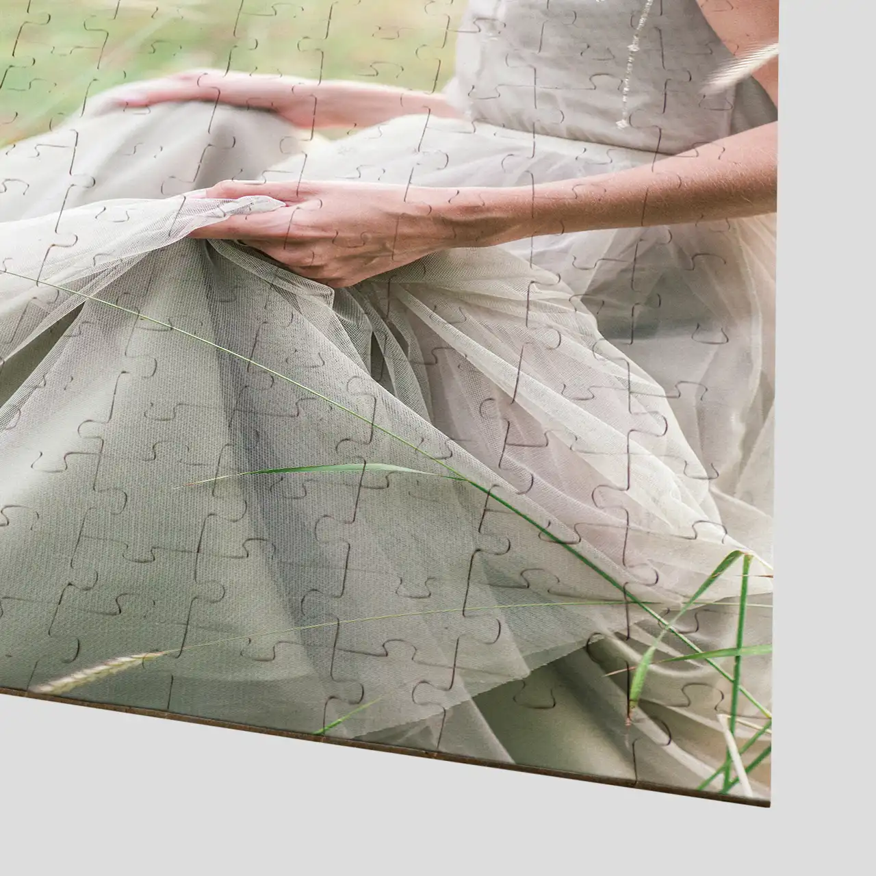 personalised jigsaw with 112 or 266 pieces A high-quality personalised jigsaw showing delicate dress details, printed clearly on your personalised jigsaw.