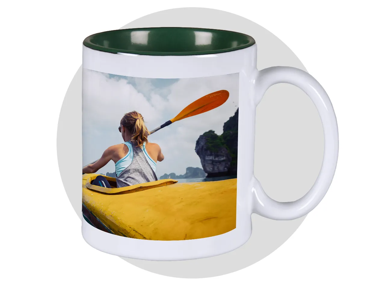 Design coloured mugs with a photo and choose the perfect inside colour to match your favourite moment.