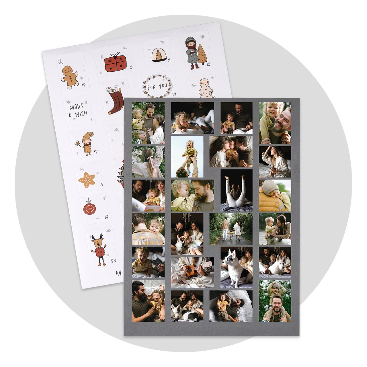 personalised advent calendar with collage poster showing 24 memories