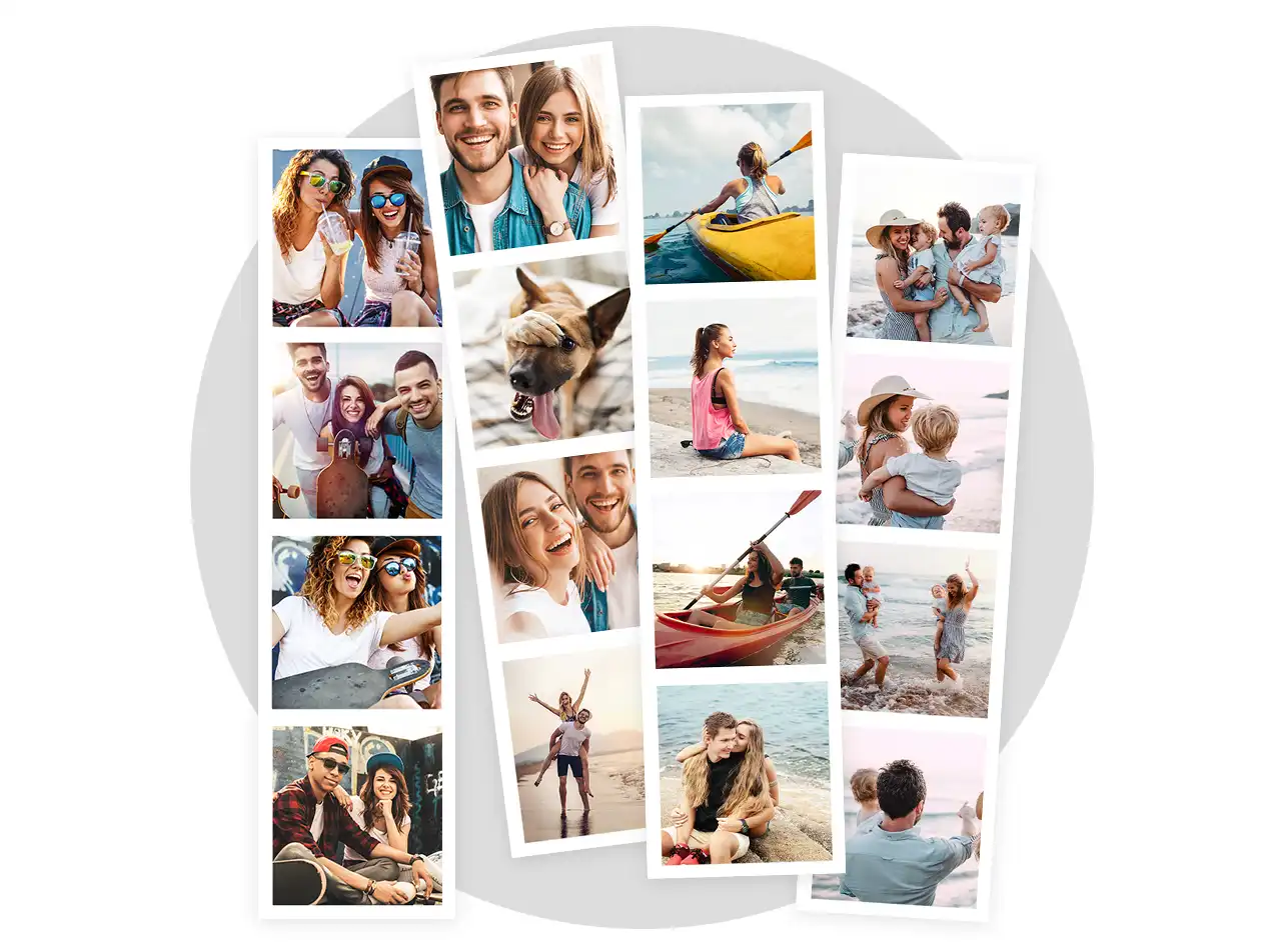 Design your own photo strips with snapshots, sayings and a splash of personality – it's your story, told your way.