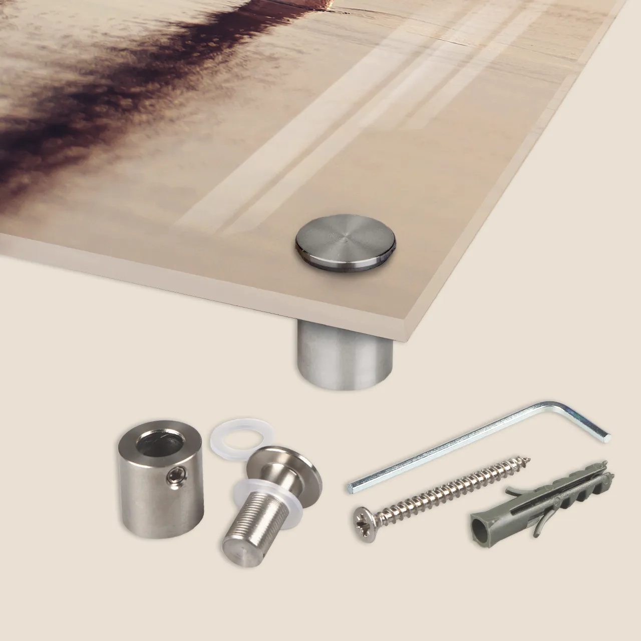 Acrylic photo print showing light reflection Acrylic wall photo close-up with shine effect