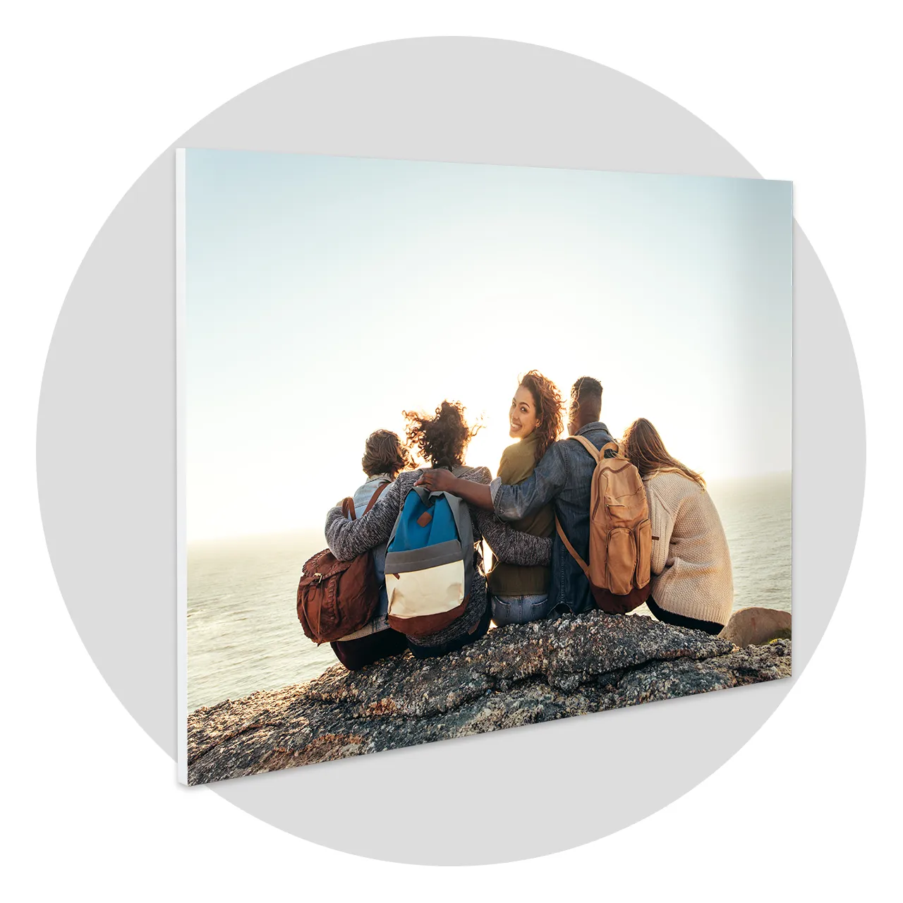 Foam board photo prints in living room