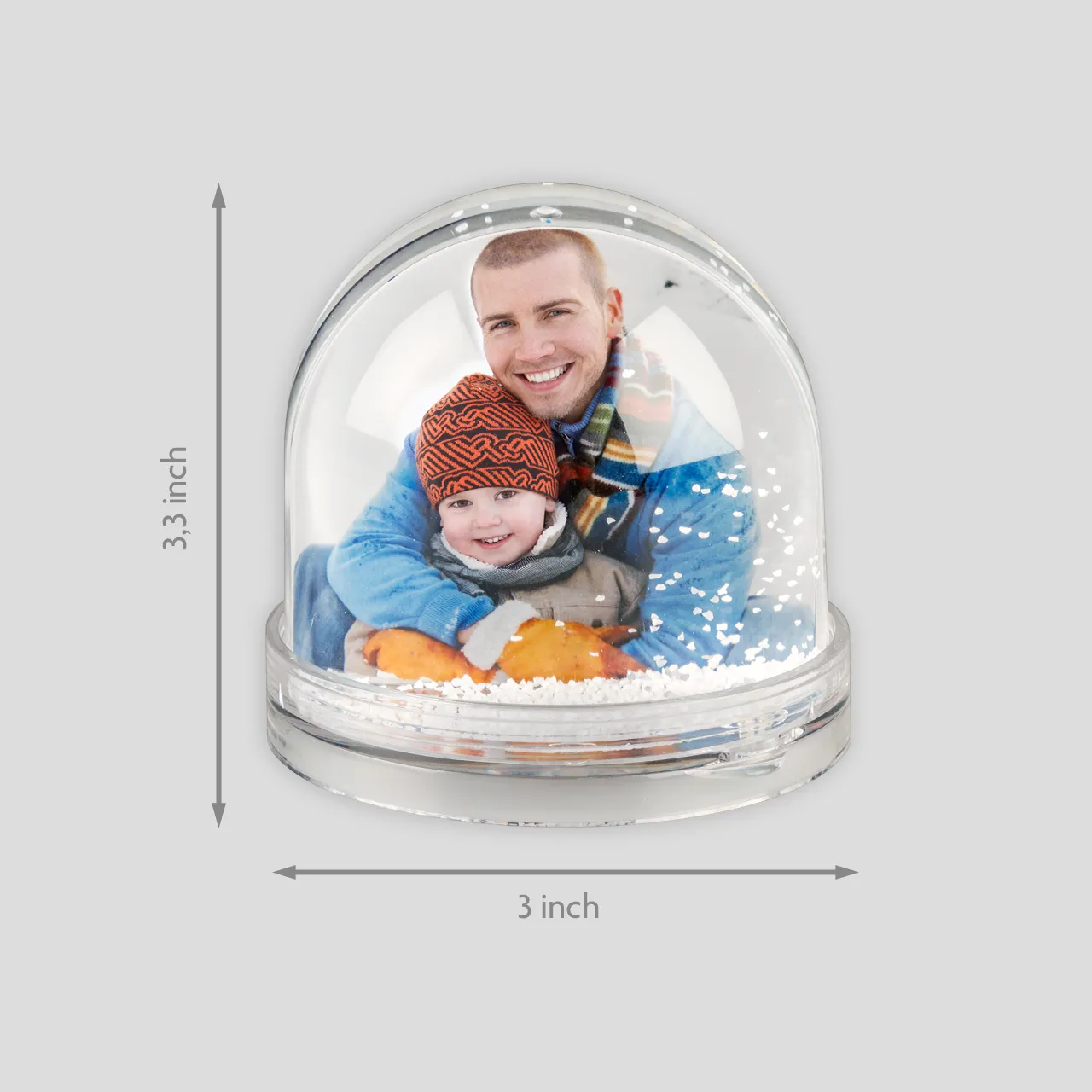 Easy-to-make personalised snow globe with white flurries Design a snow globe with picture and swirling snow – simple to create, lovely to give