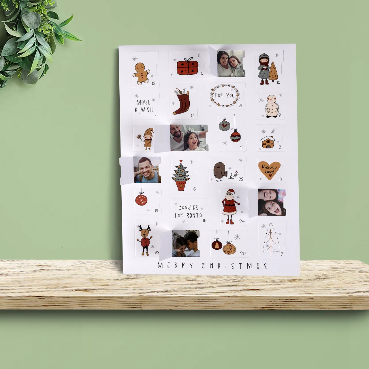 Personalised advent calendar with pictures – a unique festive gift advent calendar with photos and illustrated Christmas design