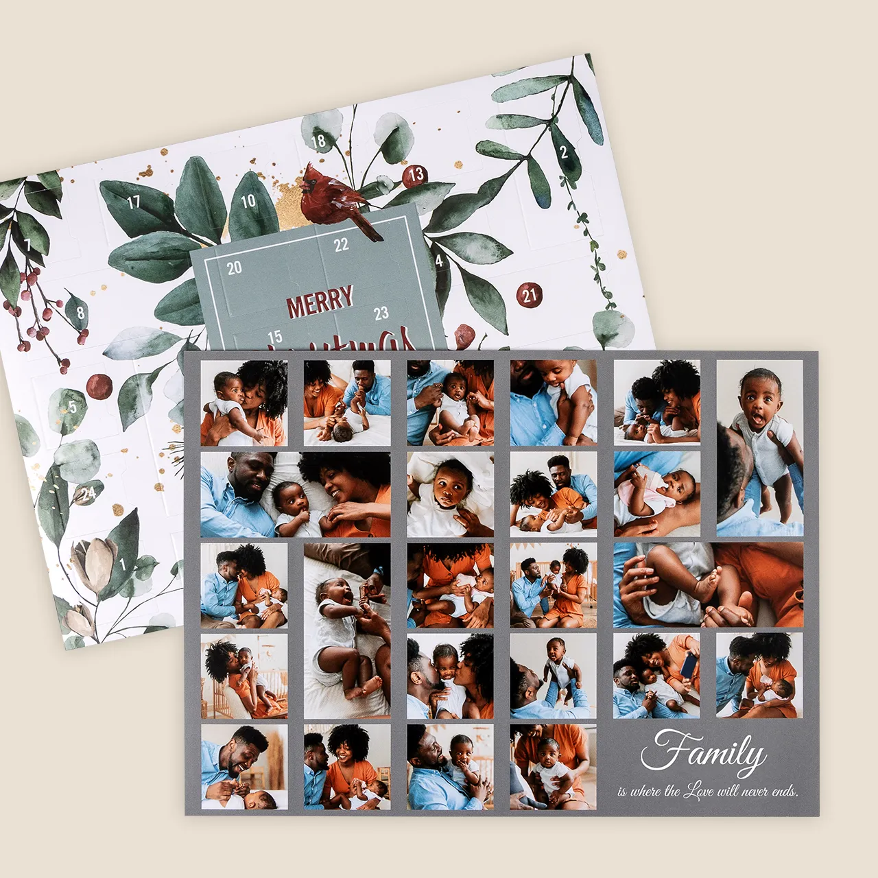 Photo advent calendar including bonus collage poster keepsake photo advent calendar with free collage poster of 24 family photos