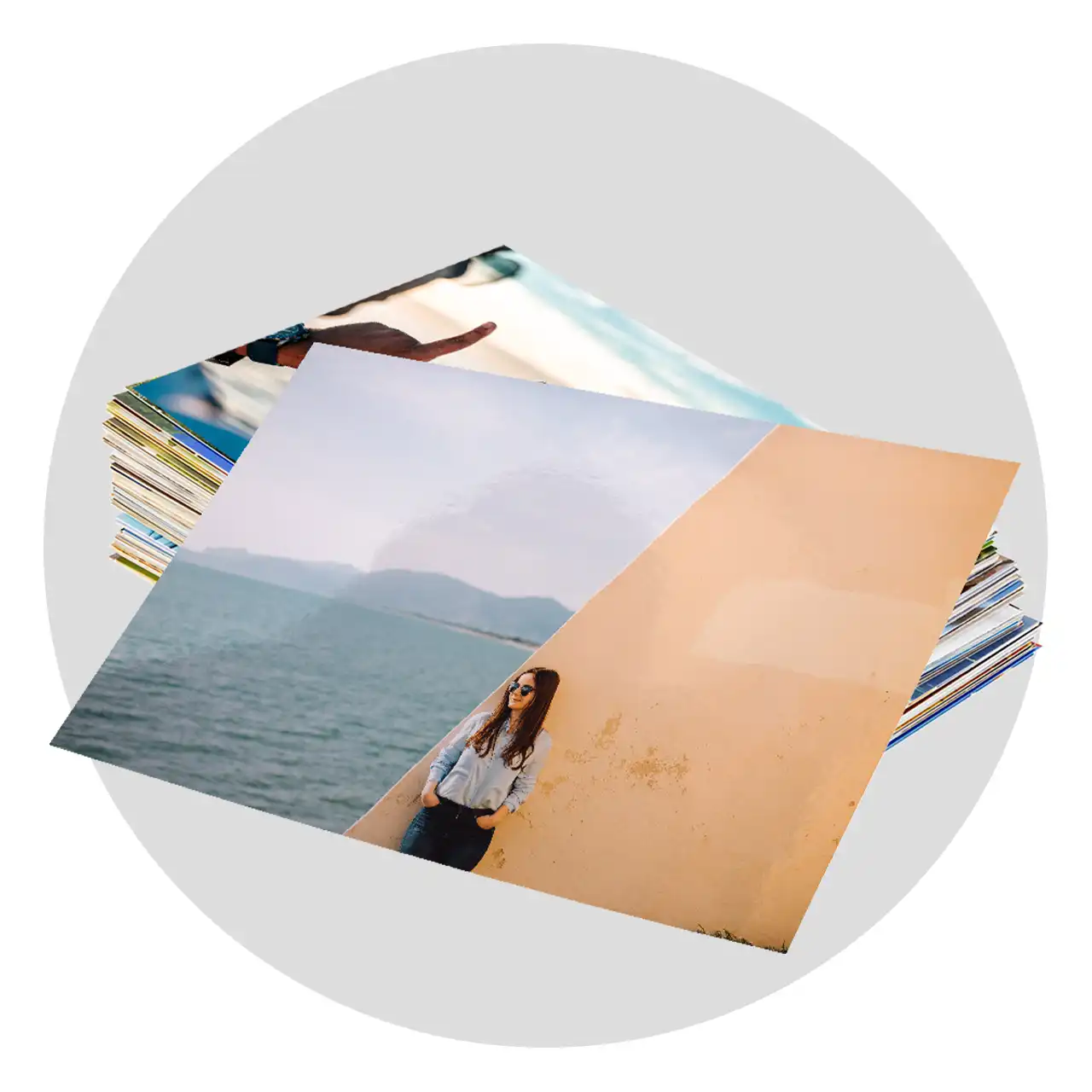 Easily order pictures online of your travels A stack of colourful travel prints shows how simple it is to order pictures online and keep your memories alive.