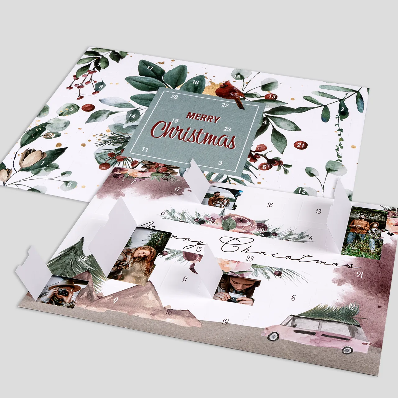 Create your own photo advent calendar with 24 custom pictures personalised photo advent calendar with family pictures and festive cover design