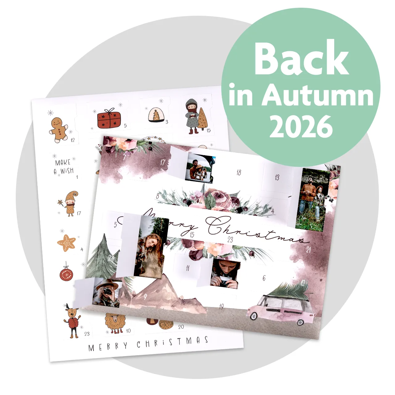 personalised photo advent calendar with open doors revealing pictures