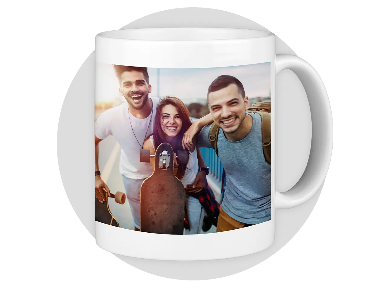 Personalised photo mug made of glossy ceramic with 325 ml volume – lovingly designed at Morrisons Photo.