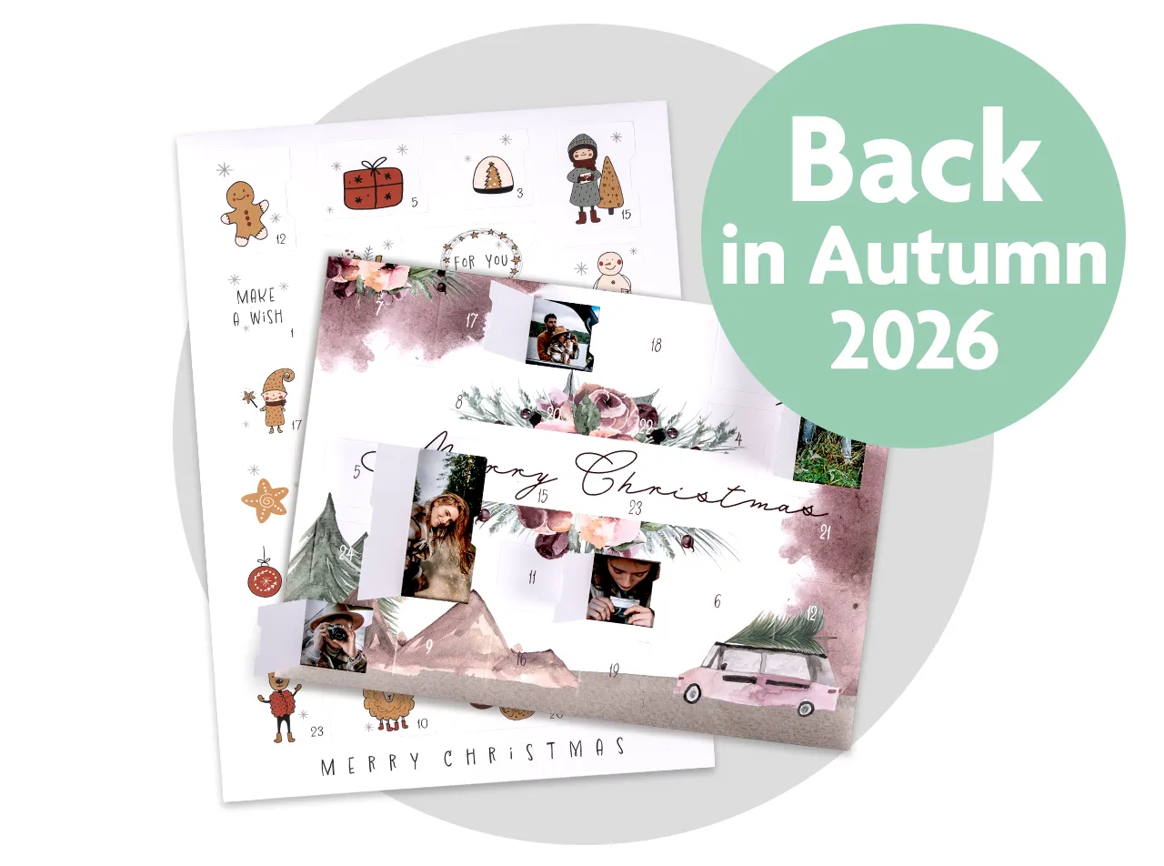 personalised photo advent calendar with open doors revealing pictures