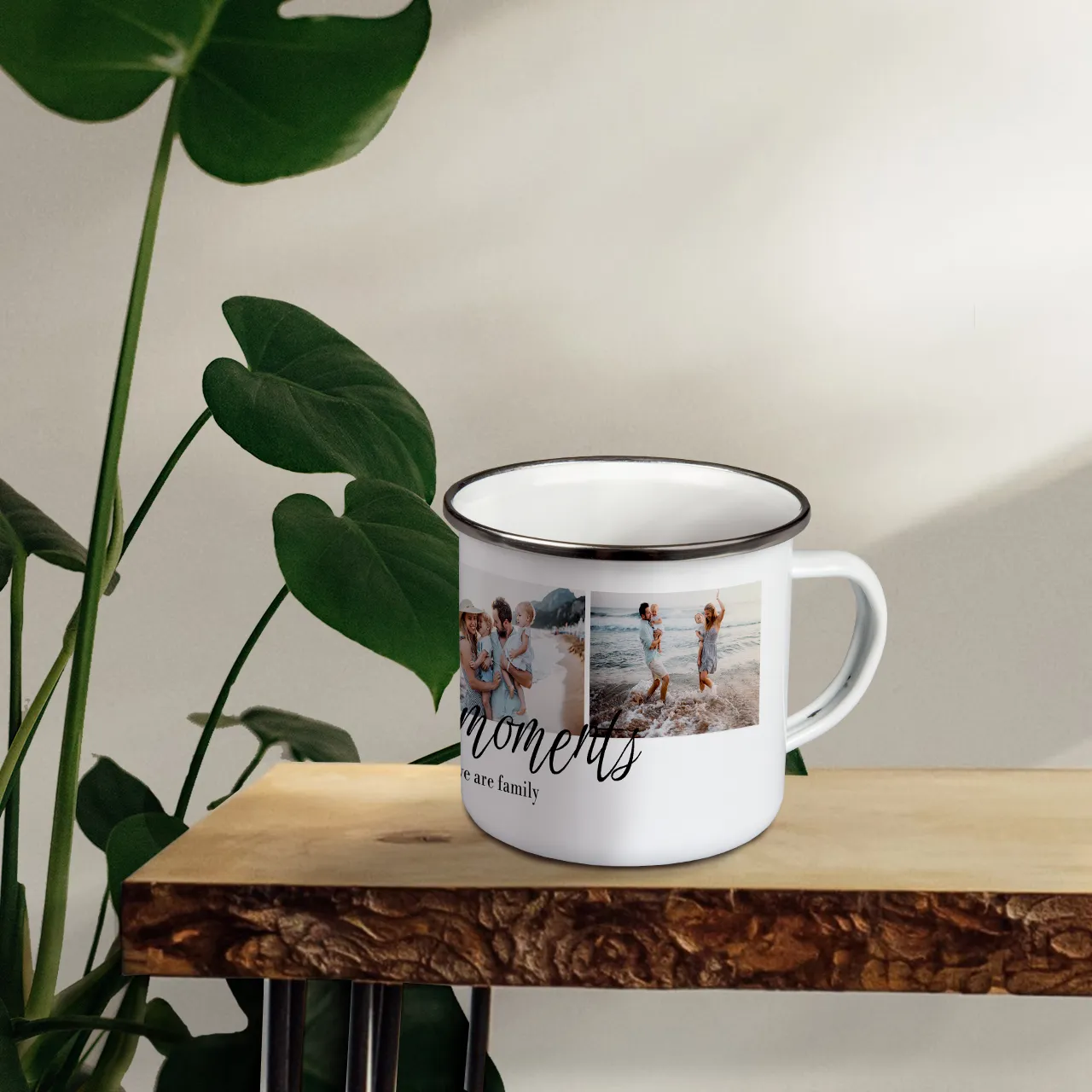 Durable enamel photo mug for small and big adventures A personalised enamel mug is ideal as a personal gift for all adventurers young and old. With your designs, photos and text, the mug will be something truly unique.