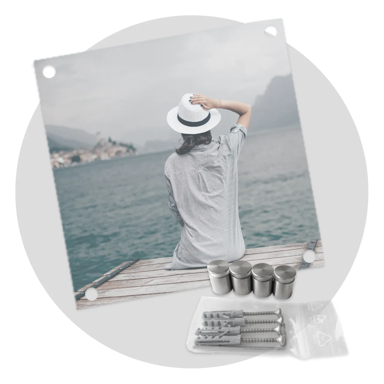 Set of acrylic photo prints with floating effect