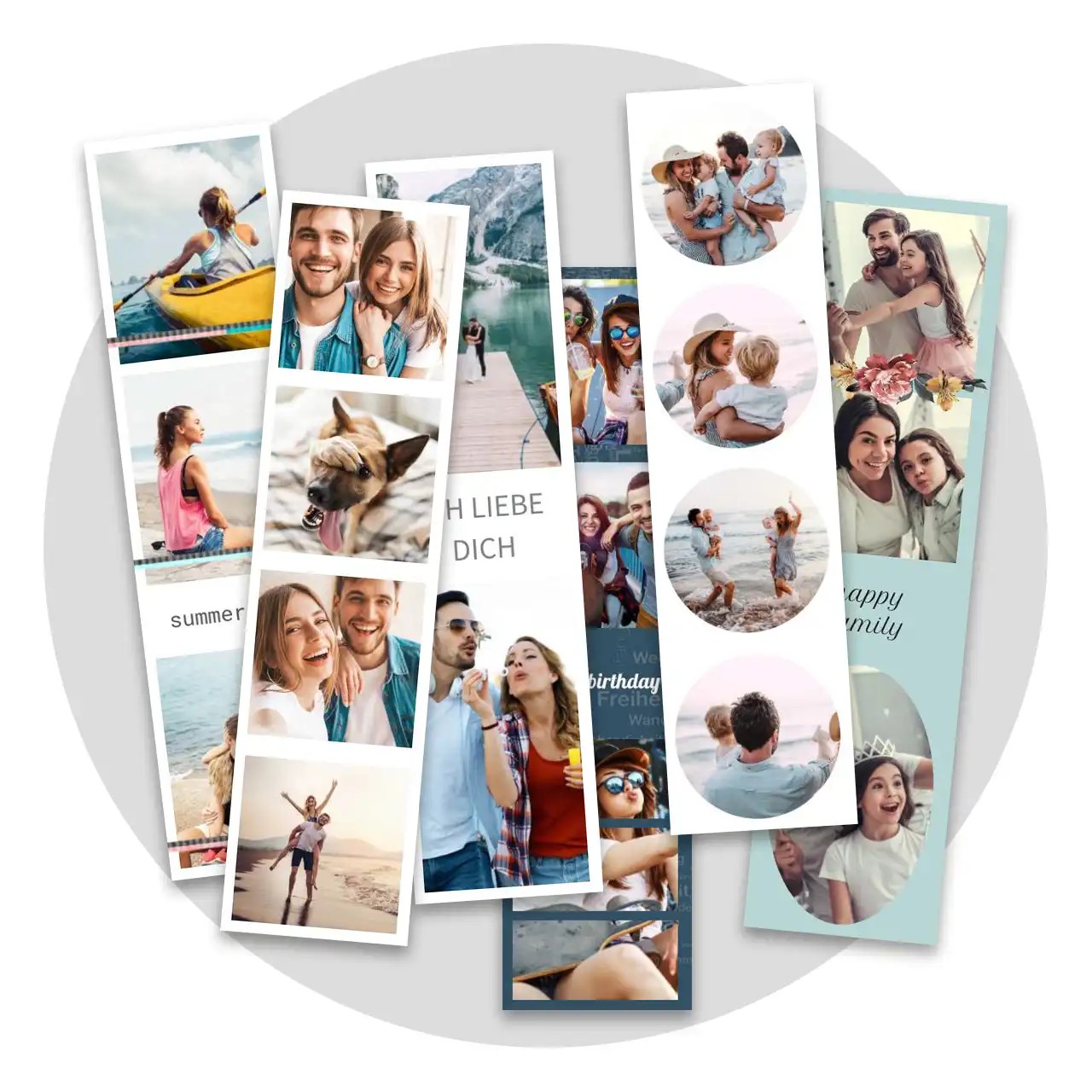 Photo strips: different snapshots of the same great memory Capture one moment from every angle with mini photo prints on your own strip – perfect for life’s little highlights.