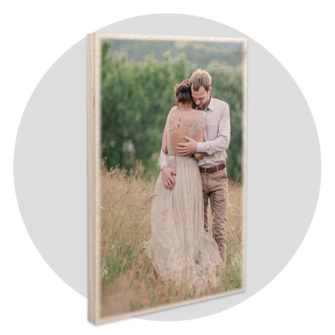 Close-up of wood edge and layered texture of photo print