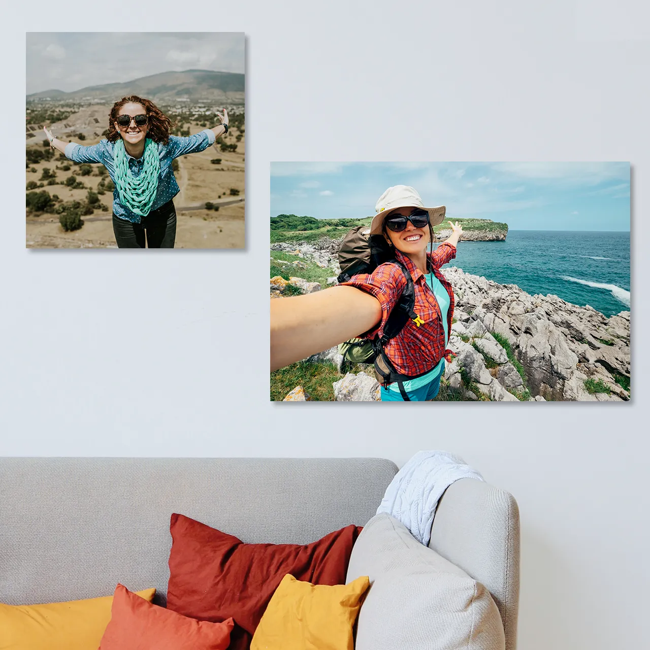 Brushed aluminium photo print with fittings